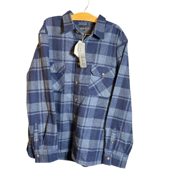 JACHS New York Blue Plaid Brawny Flannel Jacket Men's 2XL‎ NEW - Picture 1 of 6